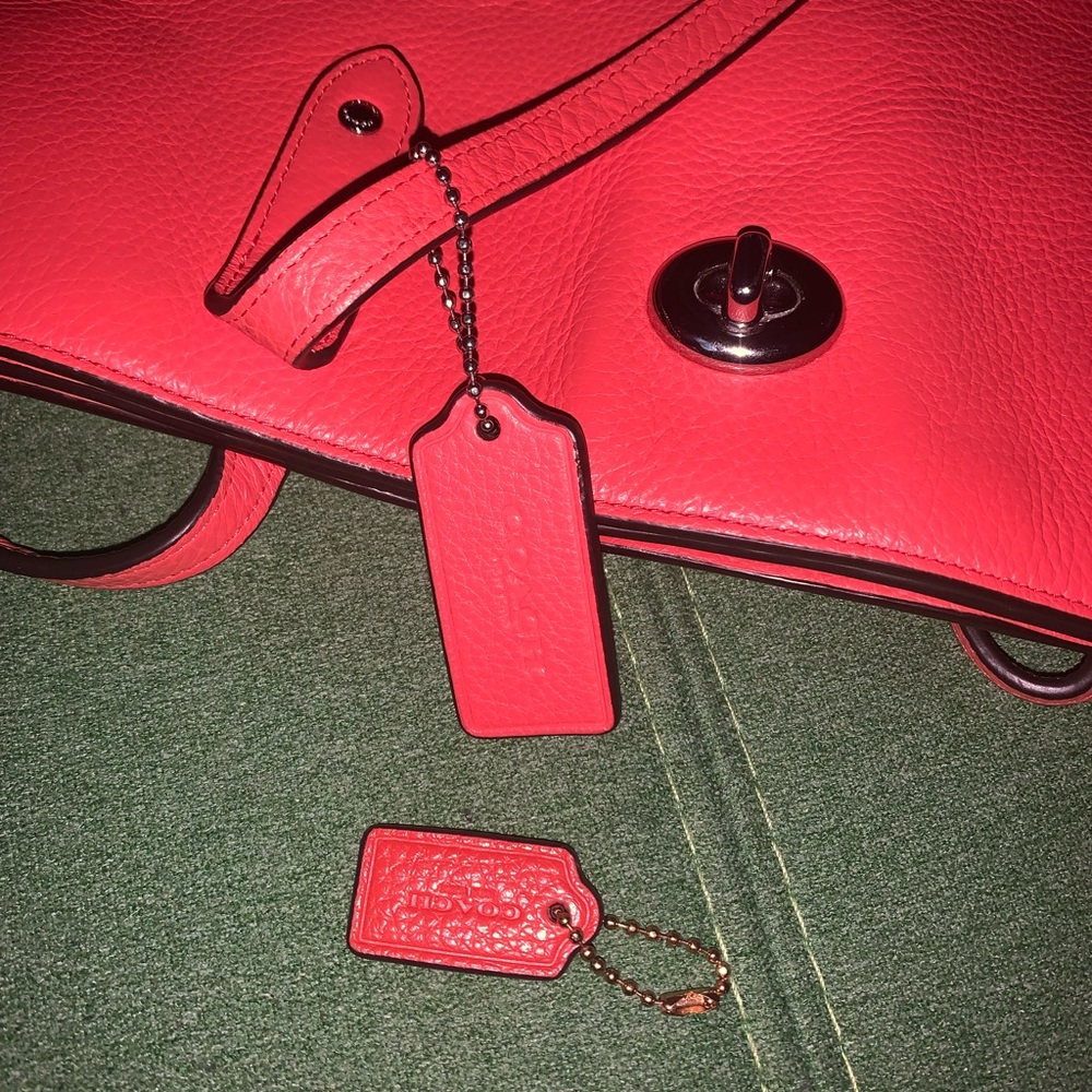 Coach Coral Pebbled Leather Turn Lock Town Tote D1792-F12184 - Picture 10 of 13